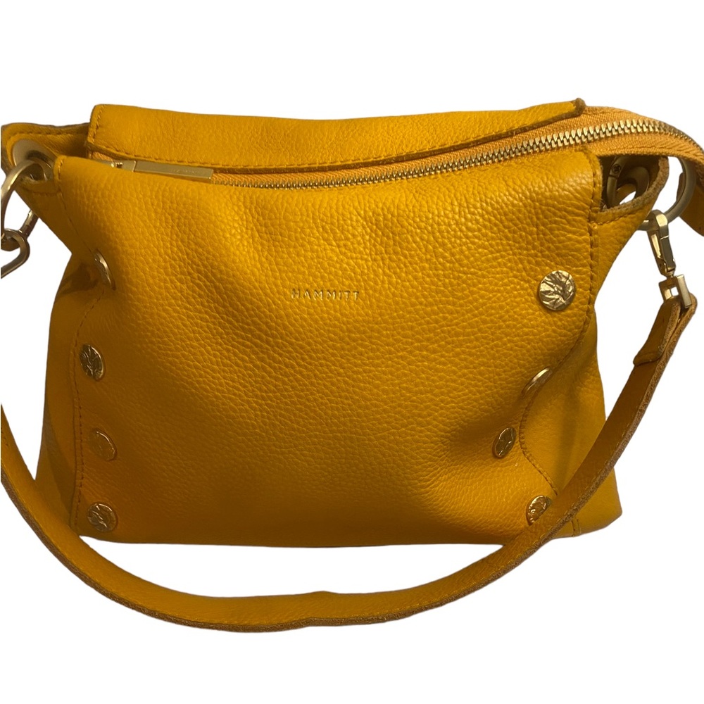 Hammitt Bryant tangerine mustard yellow crossbody shoulder bag gold rivets euc